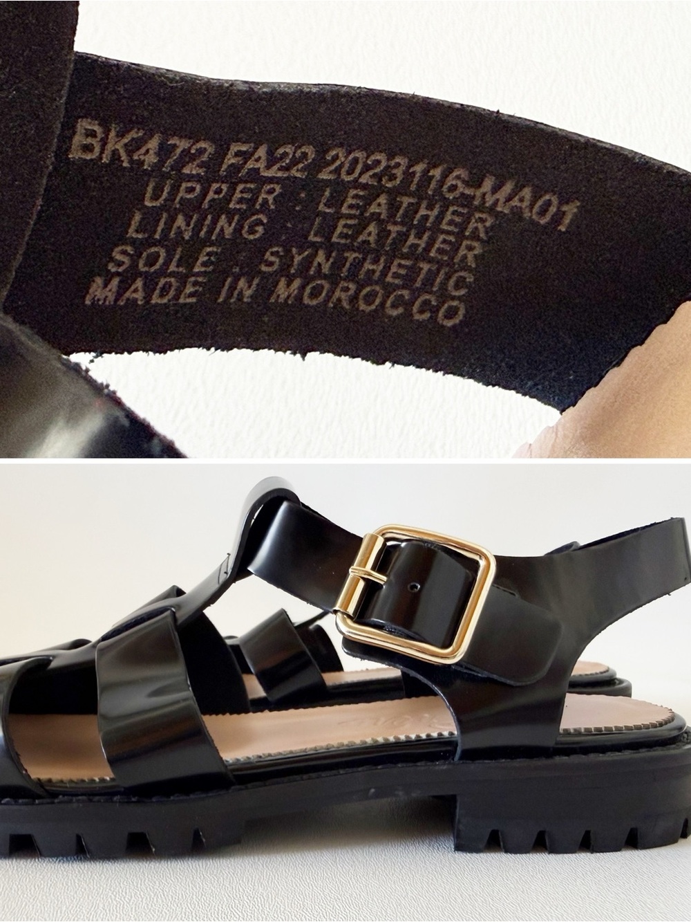 J. Crew Shoes Sandals Fisherman Lacquer leather Buckle Cutout Lug Sole 90’s - Picture 13 of 16